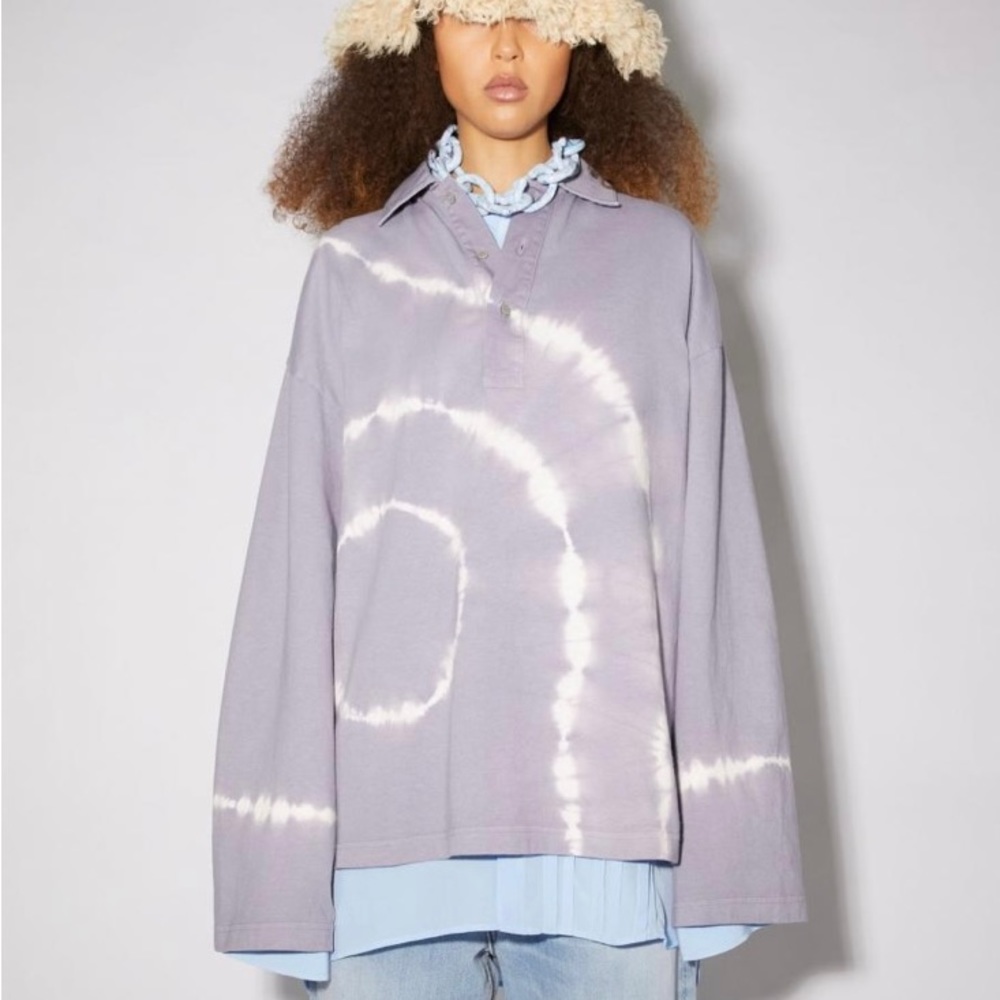 ACNE STUDIOS tie-dye oversized long sleeve polo-worn once-Size Large-lavender